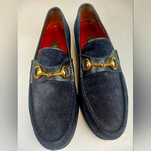 GUCCI  men's  navy blue suede penny loafers Italy size 44.5D/US 11 5 D